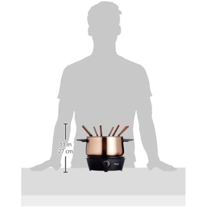 Електричний Фондю набір Bestron для 8 осіб з 8 виделок, термостат, сплітцшзахист, колір: мідний