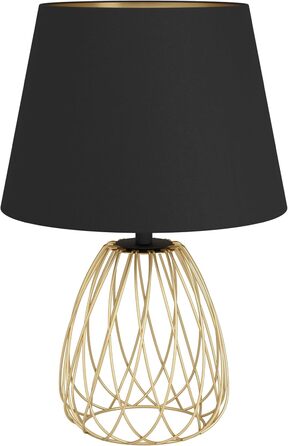 Торшер EGLO JAZMINIA – вінтажний торшер 45 см, чорний та латунь, тканинний абажур, ретро дизайн, метал, патрон E27, LED сумісний, вимикач на кабелі