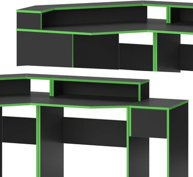 Ігровий стіл Vicco Kron, /чорний, 220 x 90 см Форма куточка (зелений)