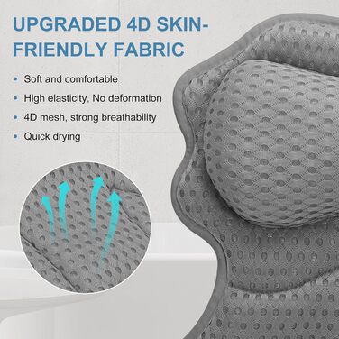 Підголовник для ванни SetSail: комфортна підтримка шиї та спини, сірий