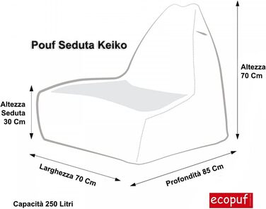 Екопуф Крісло-мішок з підставкою для ніг з водонепроникної поліестерової тканини, водонепроникний, знімний чохол, висока спинка, смурфик для сидіння або пуф для вітальні, наповнювач з пінополістирольних кульок (Or-5470)