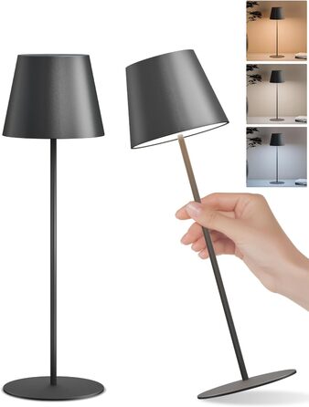 LED настільна лампа FUYO 2 шт. в наборі, акумуляторна, USB-C, сенсорне керування, регулювання яскравості, 2700K-6000K, 3 кольори, для дому та вулиці (чорний)