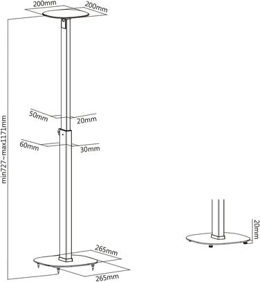 Підставки для колонок, 2 шт. – міцні ніжки для акустичних систем, до 10 кг, регульована висота 727-1171 мм (білі)