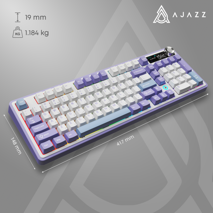 Бездротова механічна клавіатура Ajazz AK980 V2 Gift Switch V2 Purple White Blue (AK980-V2-G-PWB)