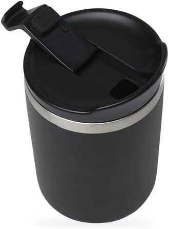 Термокружка QWETCH 240 мл, нержавіюча сталь, чорна - для кави та чаю, зберігає тепло 6 год, холод 12 год, BPA-free, без витоку, багаторазова