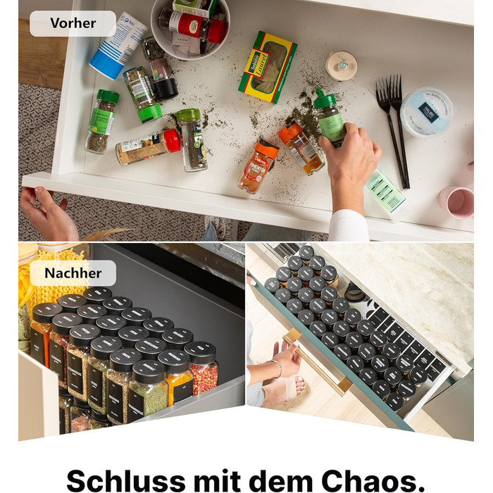 Набір банок для спецій Deco haus® (36 шт.) з кришками чорного кольору, з мірною ложкою та етикетками