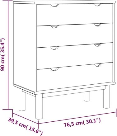 Шухляда Комод Масив Сосна Коричневий 76.5x39.5x90см