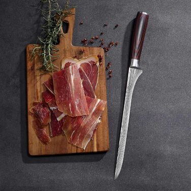 Набір кухонних ножів Paudin 7 предметів з дерев'яним блоком, професійний набір ножів для кухні, високоякісні ножі з ABS ручками