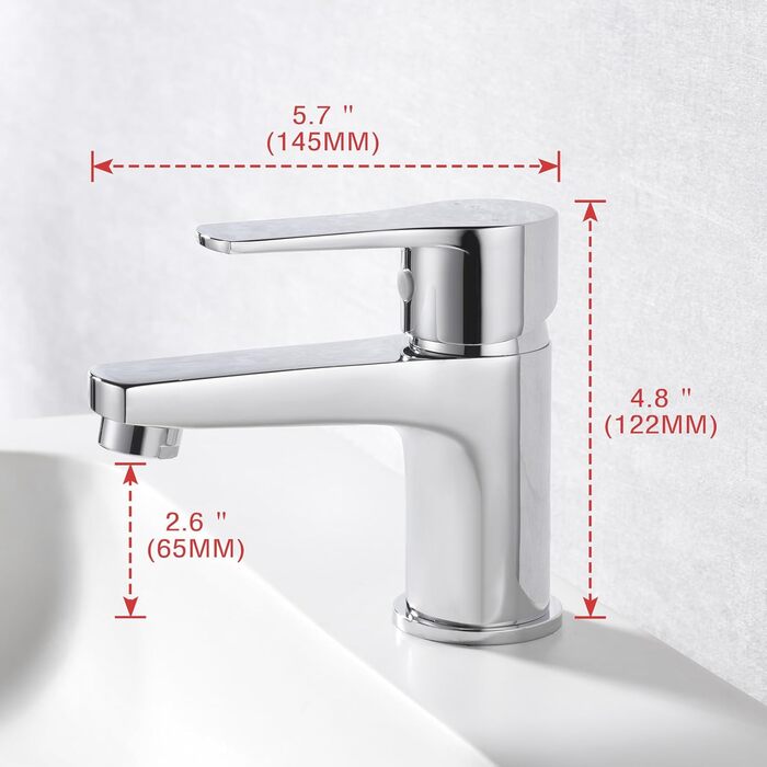 Ibergrif - Змішувач для ванної кімнати з одним важелем, хром. Змішувач для раковини з водозберігаючою функцією, анти-відбитки пальців, легка установка, модель M11057. Без функції холодного старту.