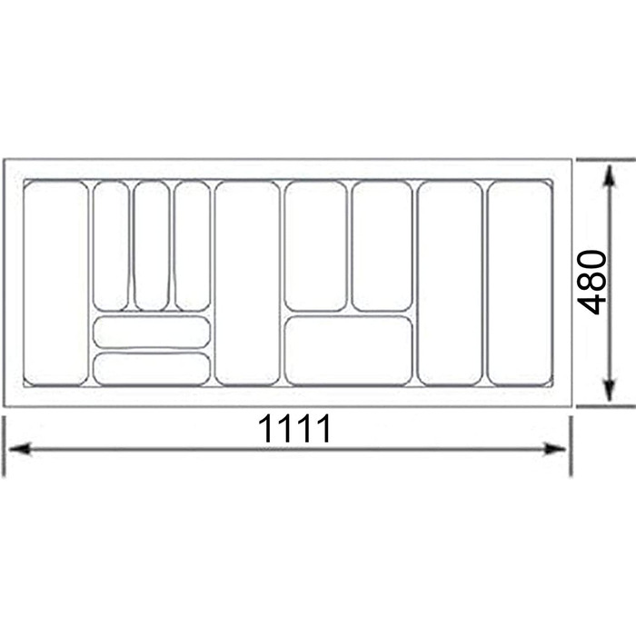 Вставка для столових приладів 811 x 480 мм лавово-сірого кольору з перловою текстурою для кухонних шаф 90-х років виробництва Hacker Вставка для ящиків (1111 x 480 мм (ширина корпусу 1200 мм))