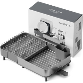 Сушарка для посуду висувна з нержавіючої сталі, сіра - сучасний мінімалістичний дизайн