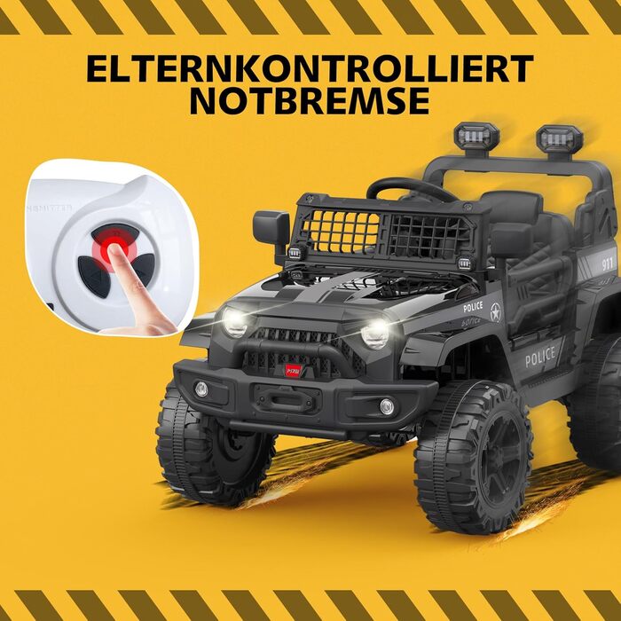 Дитячий електромобіль 12V з пультом, амортизацією, LED, Bluetooth, 2 швидкості, для дітей 3-8 років (білий/чорний)
