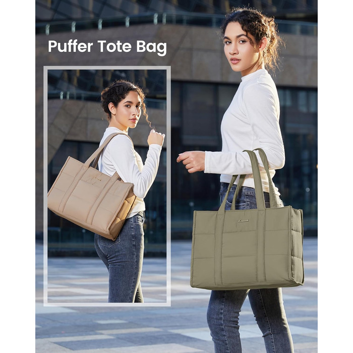 LOVEVOOK Сумка для ноутбука 15.6 дюймів, велика жіноча сумка-шоппер, м'яка сумка, сумка для роботи, портфель, сумка-тоут, жіночі сумки, сумка для навчання, шкільна сумка, сумка через плече для університету, бізнесу, школи, сіро-зелений колір