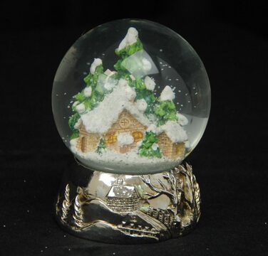 Хатина Snow Globe Чарівна гірська хатина на п'єдесталі Срібна музична шкатулка Різдво - 100мм*20163