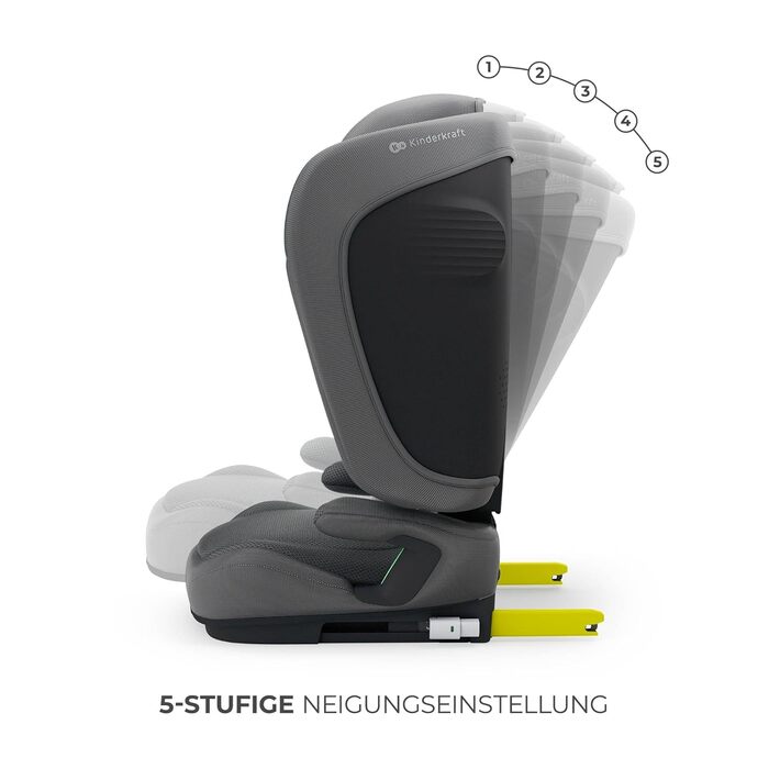 Автокрісло Kinderkraft UNITY 2 i-Size, 100-150 см, 3,5-12 років, сірий (Gray), регульована підголовник, AIR FLOW