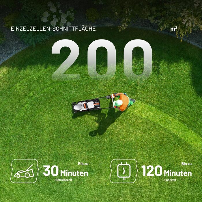 Акумуляторний газонокосарка Litheli 20V, ширина косіння 33 см, до 200 м², об'єм кошика 30 л, висота косіння 25-65 мм, з акумулятором 4.0 Ah