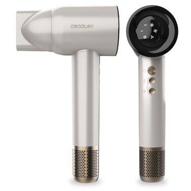 Фен Cecotec DryGlam Waves Champagne з безщітковим мотором та Plasmatechnologie, 1600W, 110000RPM, 4 насадки, Coanda-ефект, цифрова панель, інтелектуальне регулювання температури, функція пам'яті