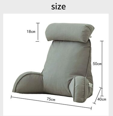 Зручне крісло-мішок з підголівником та кишенею, ергономічне крісло для читання, відпочинку, офісу (75x40x50 см, Коричневе)