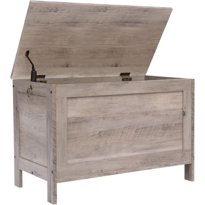 HOOBRO Лавка з ящиком для зберігання, іграшкова скриня з кришкою, тумба для взуття, лавка для сидіння, скриня для зберігання, міцна, безпечні петлі, спальня, вітальня, 76 см, білий EWT75CW01G1, білий (76 x 40 x 48 см, Greige)