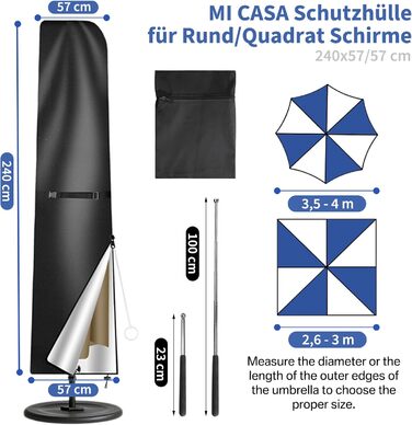 Чохол для парасольки/маркетки: захист від сонця та УФ-променів, діаметр до 400 см, розмір 300x300 см. Колір: коричневий/чорний. З підсилювачем.