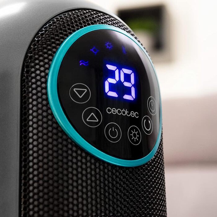 Електричний обігрівач Cecotec ReadyWarm 10050 Top Ceramic Pro: 2200 Вт, вертикальний, з осциляцією, 3 режими, світло, керування сенсором, безпека