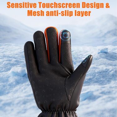 Обогреваючі рукавички 3T6B для чоловіків та жінок, 3-рівневий обігрів, акумулятори 2x5V 6000mAh, зарядка Type-C, водонепроникні, сенсорні, для катання на лижах, походів, велосипеда, мотоцикла