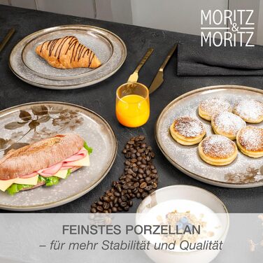 Посуд Moritz & Moritz BLOSSOM 24 предмети на 6 осіб - сучасний набір столового посуду з квітковим дизайном, кераміка. Тарілки, миски, чашки.