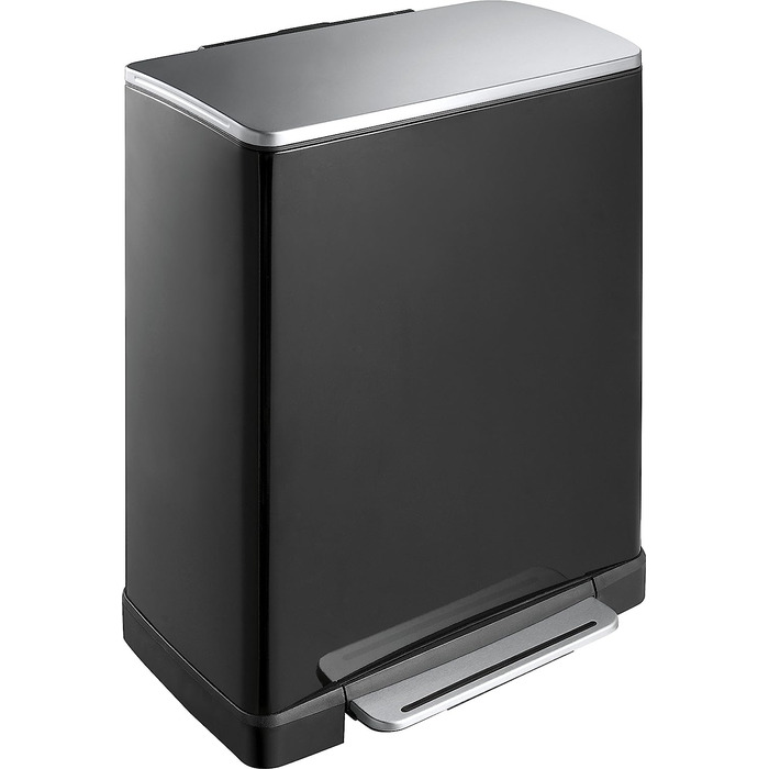 Металевий кошик для сміття EKO E-Cube (32 x 36.6 x 44.5 см, система амортизації, без відбитків пальців, залишайся відкритою, фіксація мішків для сміття), (28 18 л, матово-чорний)