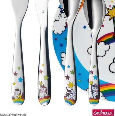 Набір дитячого посуду WMF Einhorn 6-частинний, нержавіюча сталь Cromargan, для дітей 3-9 років, придатний для миття в посудомийній машині