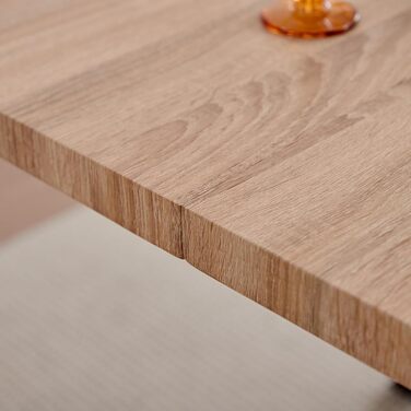 Сучасний прямокутний стіл з МДФ-плитою та чорними металевими ніжками, для вітальні або кухні, 140x78x77 см, темний дуб (світла структура дуба, 140*78*77 см)