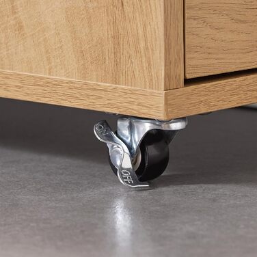 Буфет SoBuy FSB103-N з мікрохвильовкою та ламелею (107×40×85 см) – шафа для кухні та вітальні, дуб/чорний