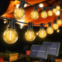 Сонячна гірлянда для вулиці Litogo з 27 лампочками G40, 8 режимів, диммування, з пультом, для балкона, саду, тераси, тепле світло