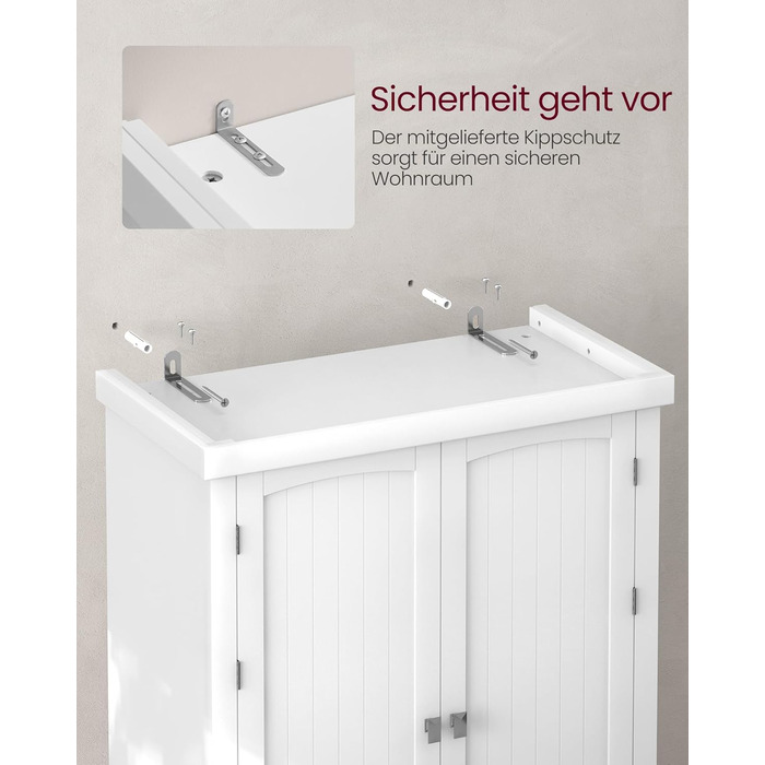 Шафа кухонна VASAGLE, висока, буфет-вітрина, з регульованими полицями, з ящиками, для кухні/вітальні, 40 x 76 x 182,1 см, білий BBC561W21