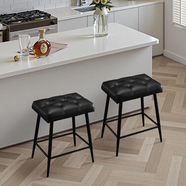 Набір з 2 барних стільців з мікрофібри, ретро дизайн, з підніжкою, висота 62.5 см, без спинки, для кухні, бістро, їдальні (сірий/чорний)