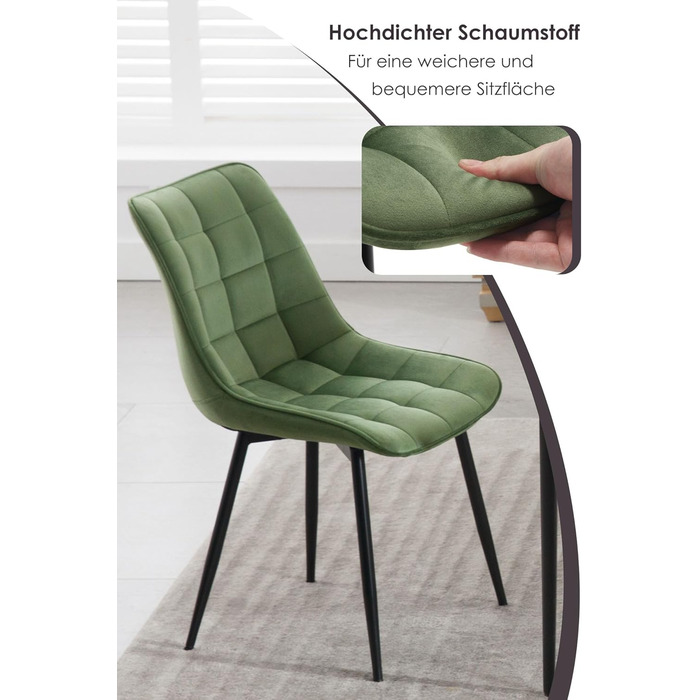 Набір обідніх стільців WOLTU (8 шт.) - обідні стільці для кухні, вітальні, їдальні. М'яке сидіння з велюру, металеві ніжки, до 150 кг.