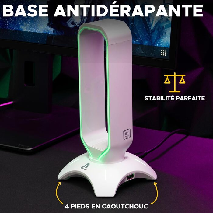 Ігрова підставка для навушників THE G-LAB K-Stand RADON - RGB, USB-концентратор, нековзна - для ПК PS4 Xbox