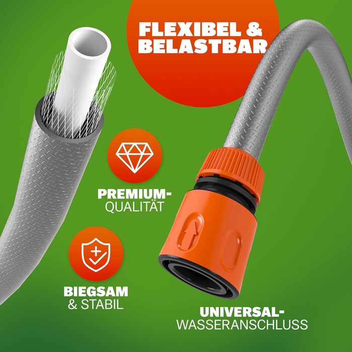 Шланговий барабан Gardebruk® 30м з тримачем для стіни, 2м шланг, багатофункціональна ручна лійка для душу, система автоматичного змотування, водяна коробка для саду 1/2'