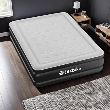 Надувна матрац Tectake для відпочинку та кемпінгу, 200 x 148 x 44 см, з електропомпою та сумкою для перенесення
