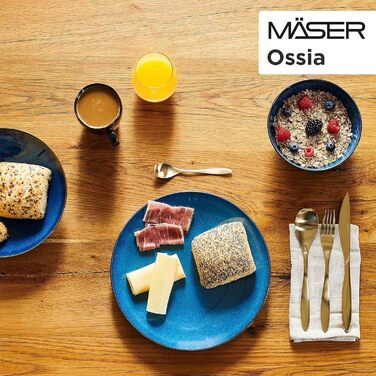 Набір тарілок Ossia для 6 середземноморських вінтажних стилів Сучасний обідній сервіз із 12 предметів із суповими тарілками та обідніми тарілками Королівська синя порцелянова плитка 931946 серії