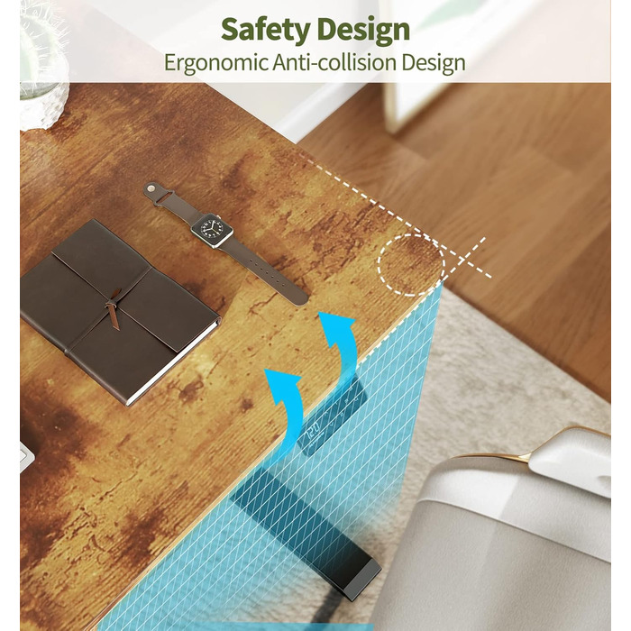 Регульований стіл MAIDeSITe S1 Pro: електричний підйом, LED-панель, 160x80 см, чорний каркас + vintage brown стільниця