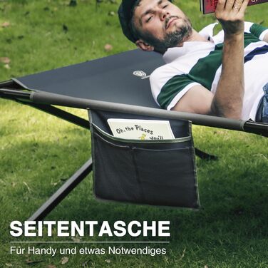 Розкладне ліжко для кемпінгу EVER ADVANCED XXL (214x106 см), посилене кемпінг-ліжко до 300 кг, сіре