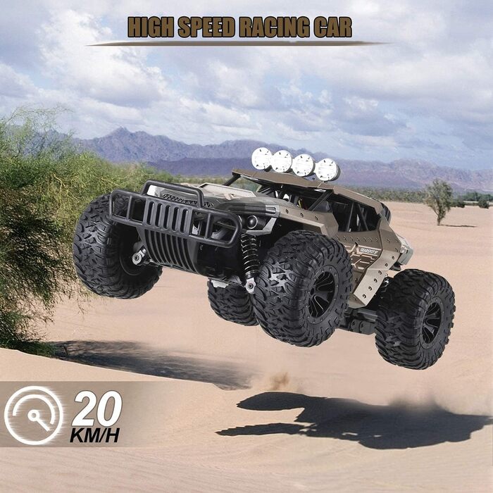 Радіокерований позашляховик Monster Truck 2.4GHz до 20 км/год з двома акумуляторами (60 хв гри), для хлопчиків та дівчаток від 6 років - Модель 2025