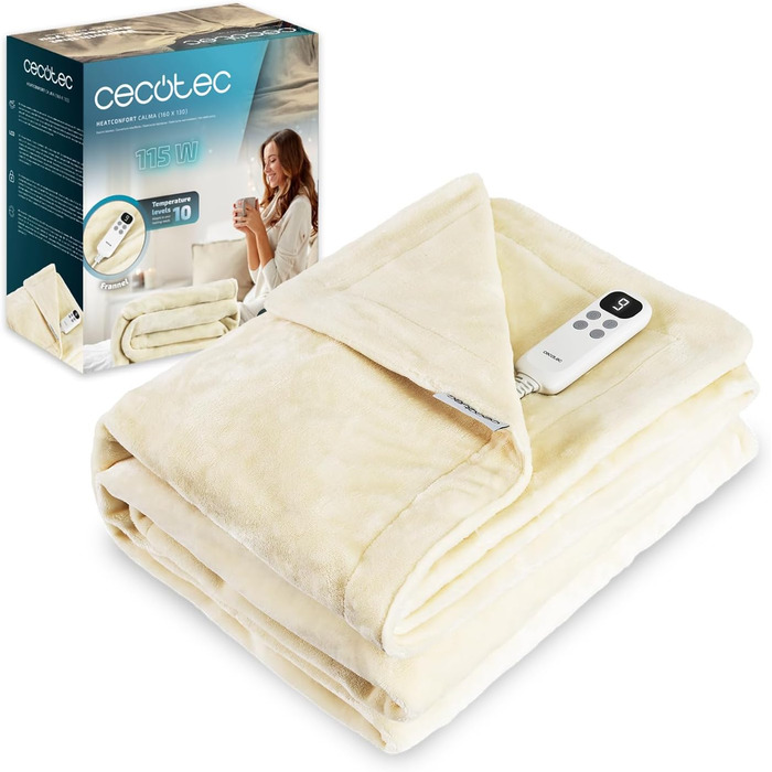 Електрична ковдра Cecotec HeatConfort 160x130 см, 115 Вт, 10 температурних режимів, LCD-контролер, таймер