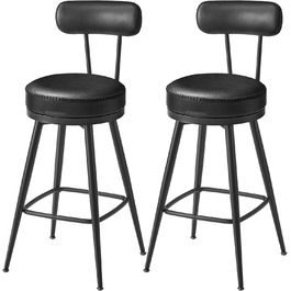 EKHO Collection - Набір барних стільців з 2 штук зі штучної шкіри - чорнило чорне / 54 x 54 x 91 см