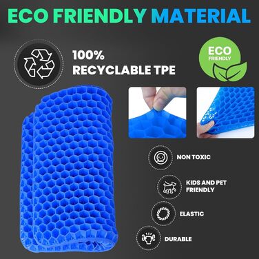 Ортопедична гелева подушка на сидіння для офісного стільця, авто та візка — м'яка подушка з протиковзаючим знімним чохлом (Синій, 43x39x4 см)