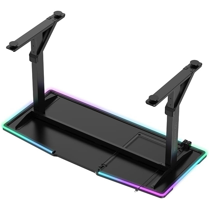 ULTRADESK - Стол для геймінгу Iron - Механічний регульований стіл з RGB підсвічуванням, чорний