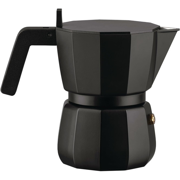 Кавоварка мока Alessi Moka DC06/6 B - 3 чашок, чорний колір, з алюмінію, дизайн