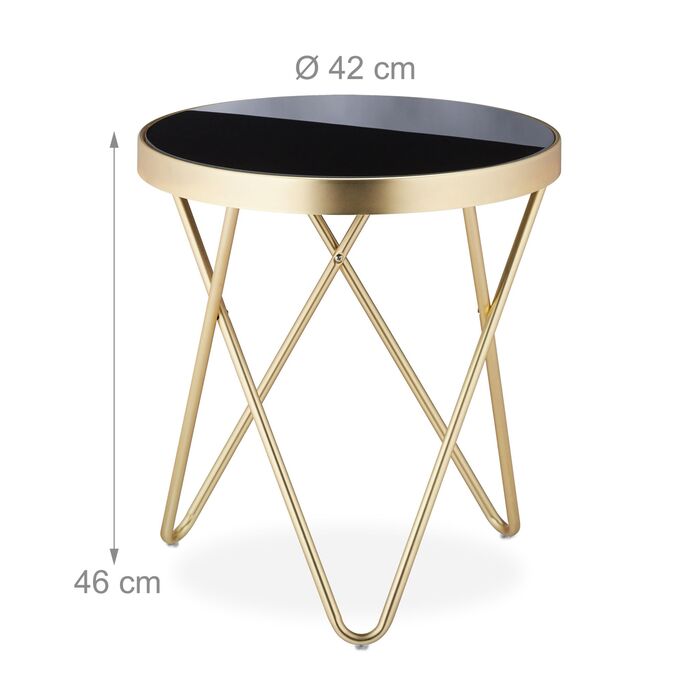 Relaxdays Бічний столик-табуретка Чорний/Золотий