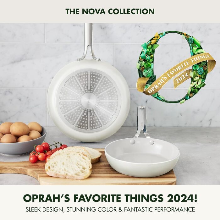 Сковорода GreenPan Nova, 20.3 см, індукційна, з алмазним покриттям, без PFOA та PFAS, керамічне антипригарне покриття, придатна для миття в посудомийній машині та випікання в духовці