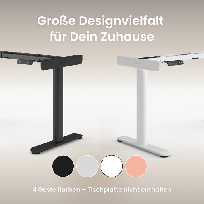 Ерготопія Десктопія Вone – Регульований стіл, Електричне підйомне шасі, Чорний, 7 років гарантії, TÜV-сертифікований